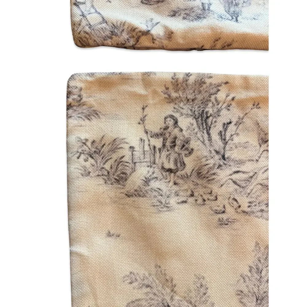 Set of 3 Toile Pillow Covers 19x19 Blue Beige French Country Cottagecore Zip